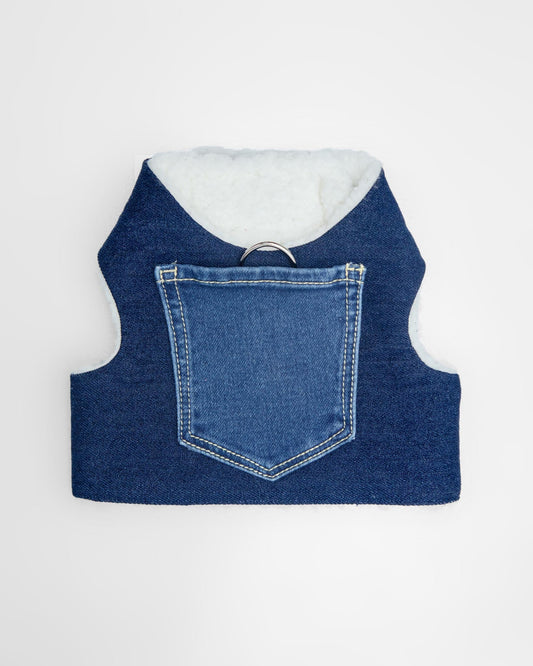 Denim & Shearling Sherpa Dog Harness  (Dog & Co. Exclusive)