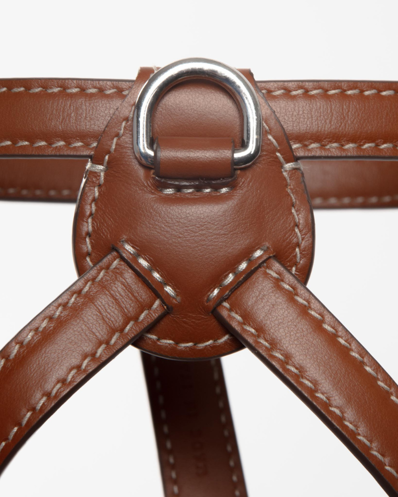 Nuvola Leather Dog Harness in Tobacco Brown