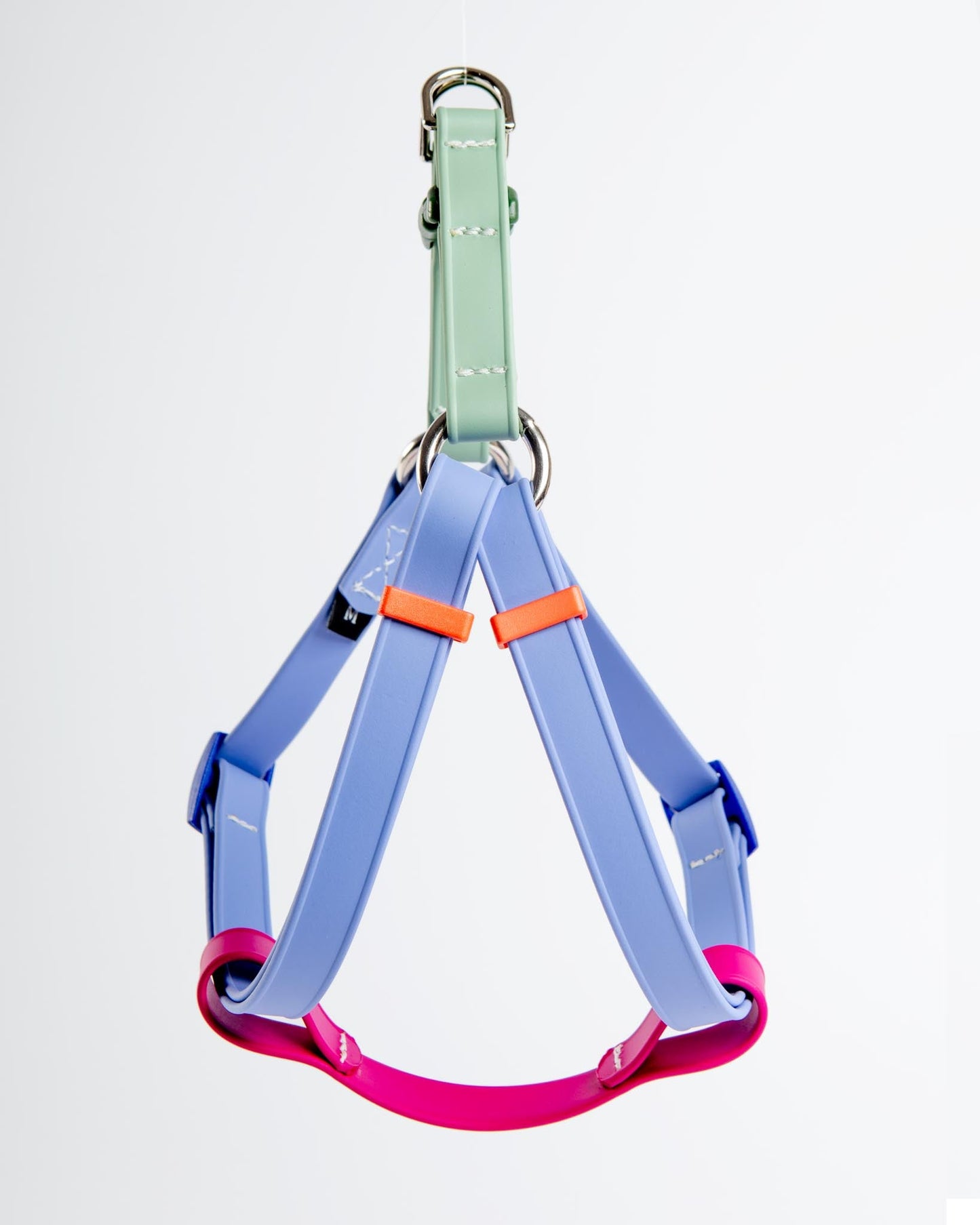 A Walk in the Park Waterproof Dog Harness in Magenta, Periwinkle, & Sage Green