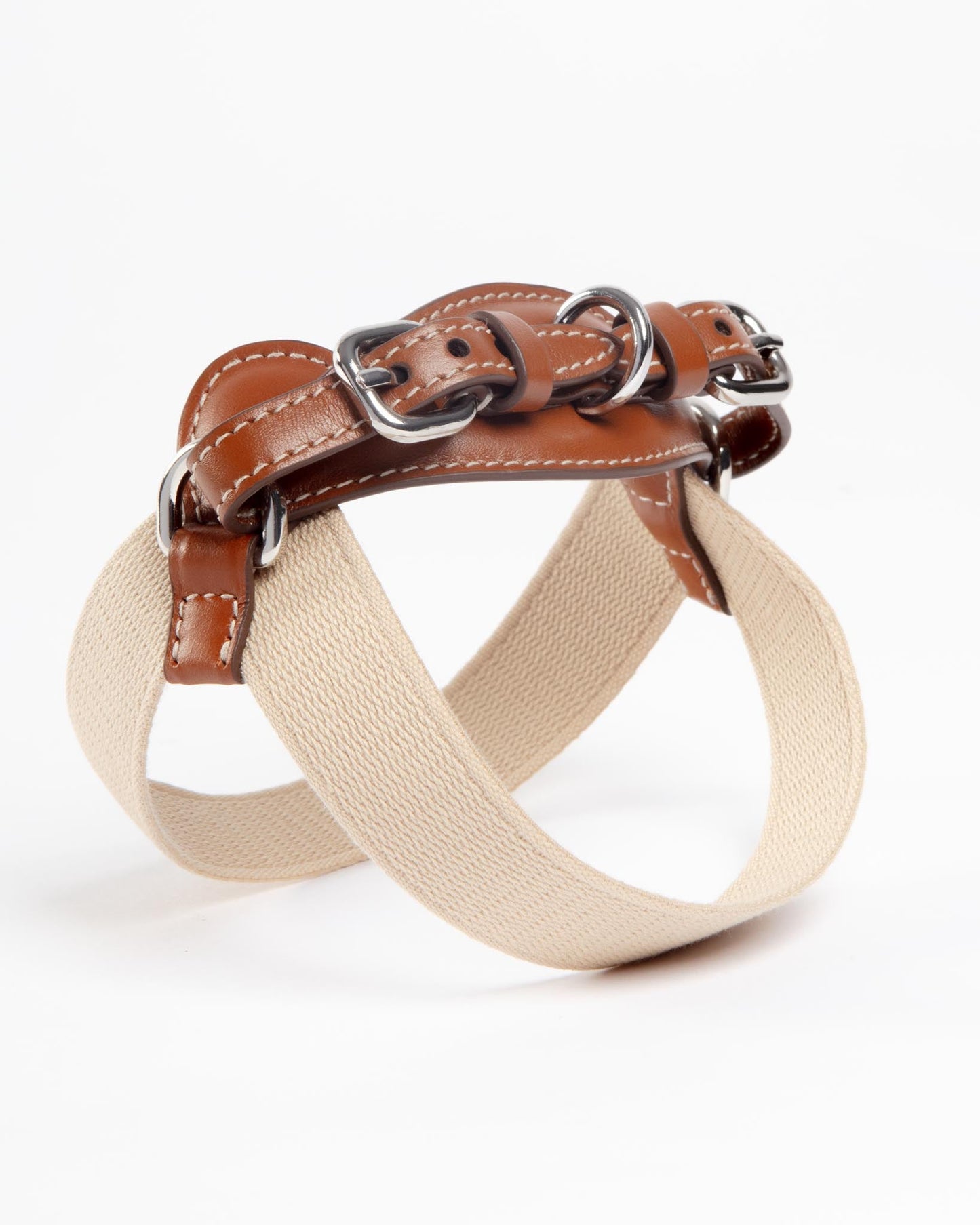 Aria Textile Dog Harness in Natural + Tobacco