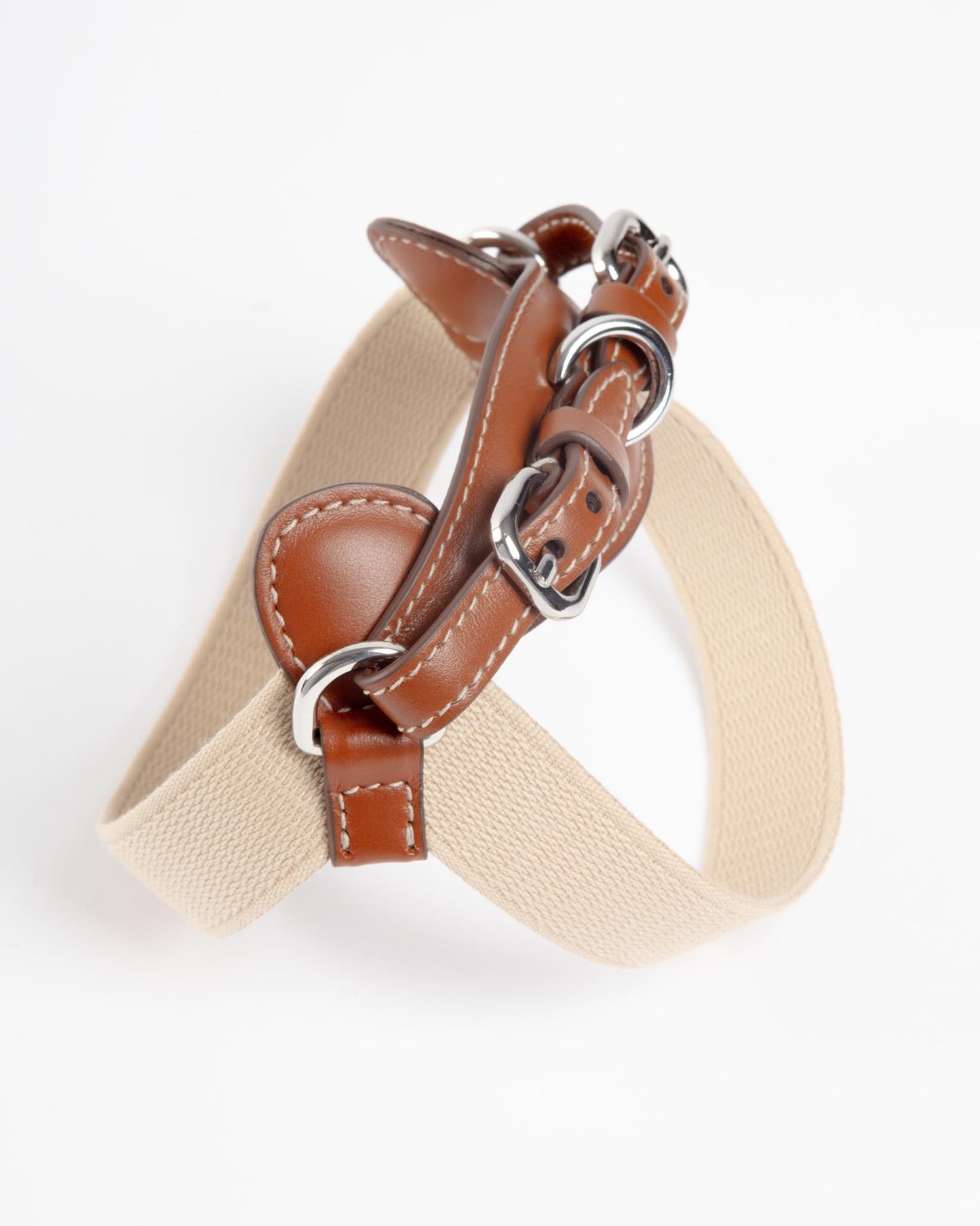 Aria Textile Dog Harness in Natural + Tobacco